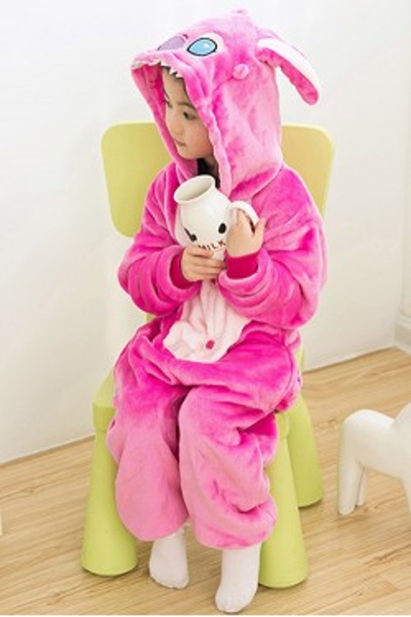 KIMU onesie Angel, Lilo & Stitch kinder pakje - maat 110-116 - roze Stitchpak jumpsuit pyama
