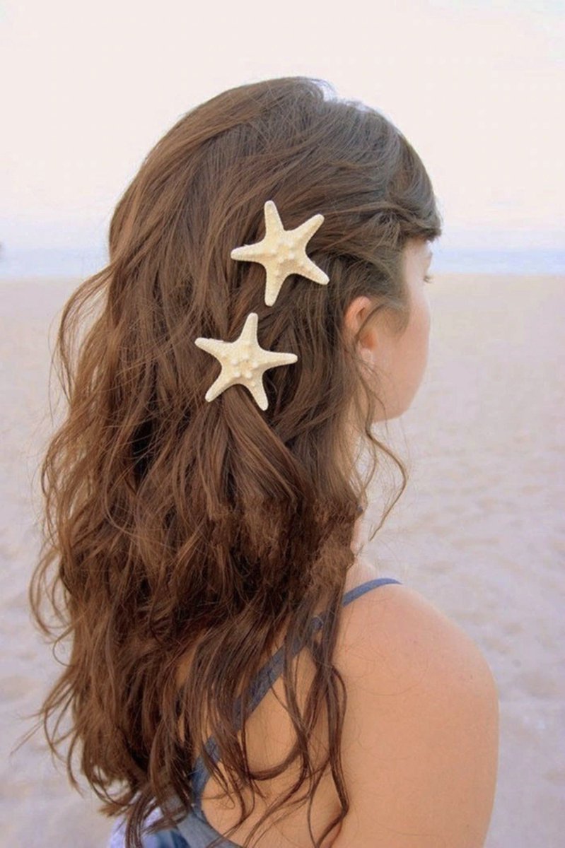 2x echte zeester haarclips - set mermaid haarclipjes zeemeermin haar