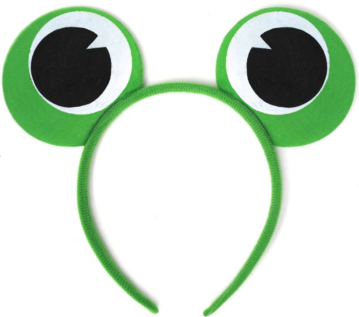 Groene kikker haarband met schele kikkerogen - diadeem vilten googly-eyes frog