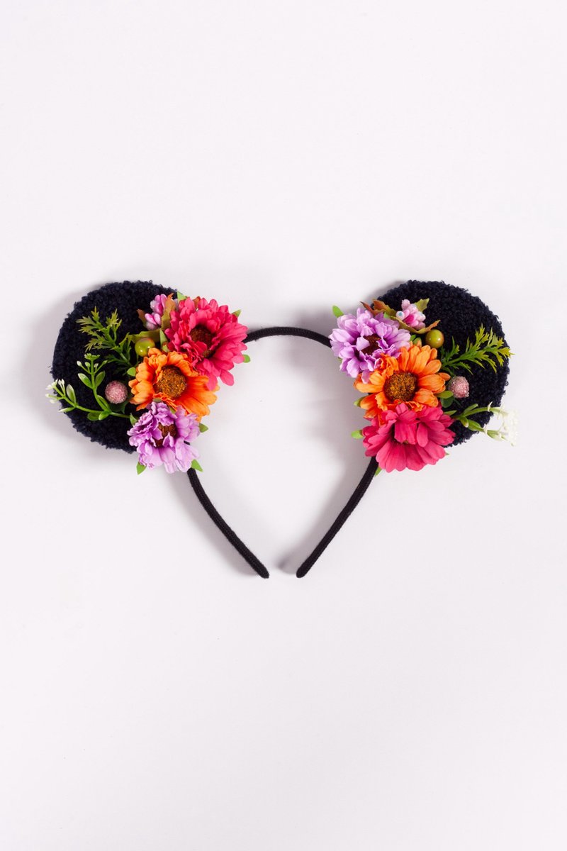 Haarband oortjes bloemen oranje paars roze mickey minnie mouse oren