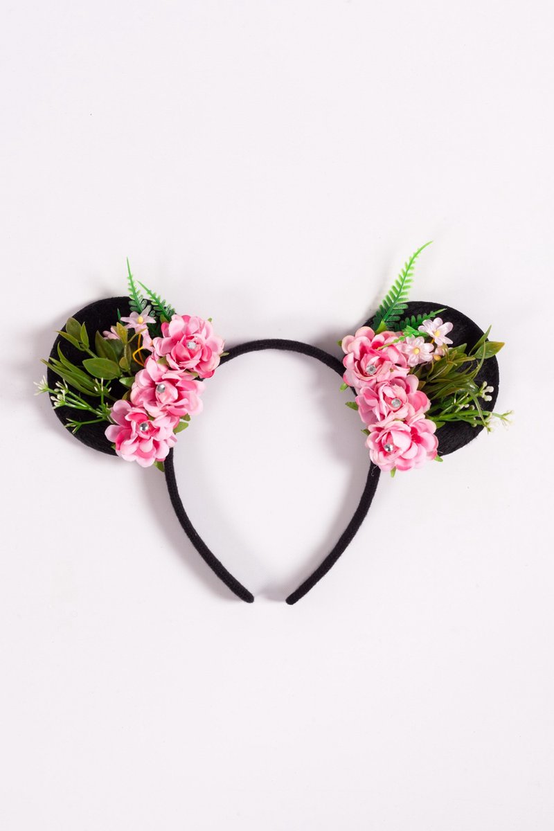 Haarband oortjes bloemetjes roze diadeem mickey minnie mouse oren muis