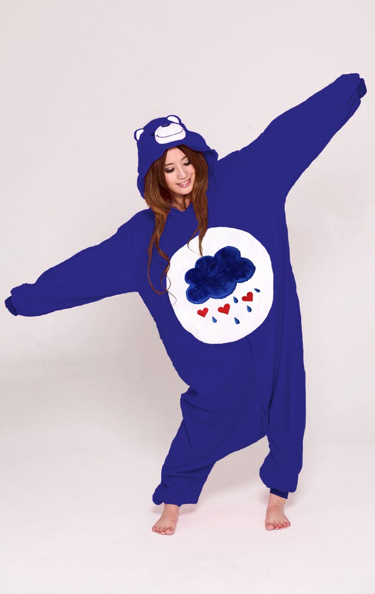 KIMU Onesie Donkerblauwe Troetelbeer Pak - Maat 140-146 - Troetelberenpak Beer Kostuum Grumpy Wolk - Berenpak Huispak Pyjama Meisje Jongen Halloween