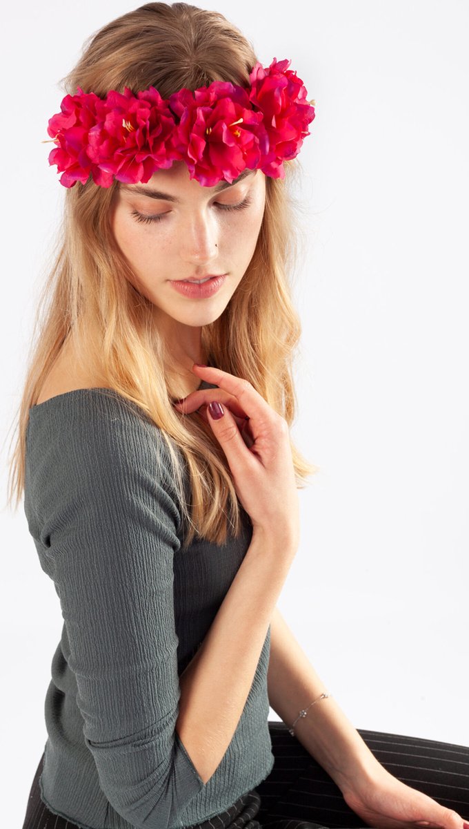   bloemenkrans haar hibiscus hawaii roze bloemen haarband carnaval