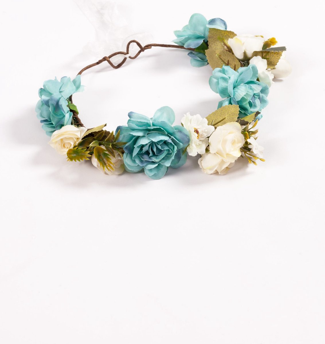   rozenkrans blauw wit bloemenkrans bloemen haarband diadeem fairy