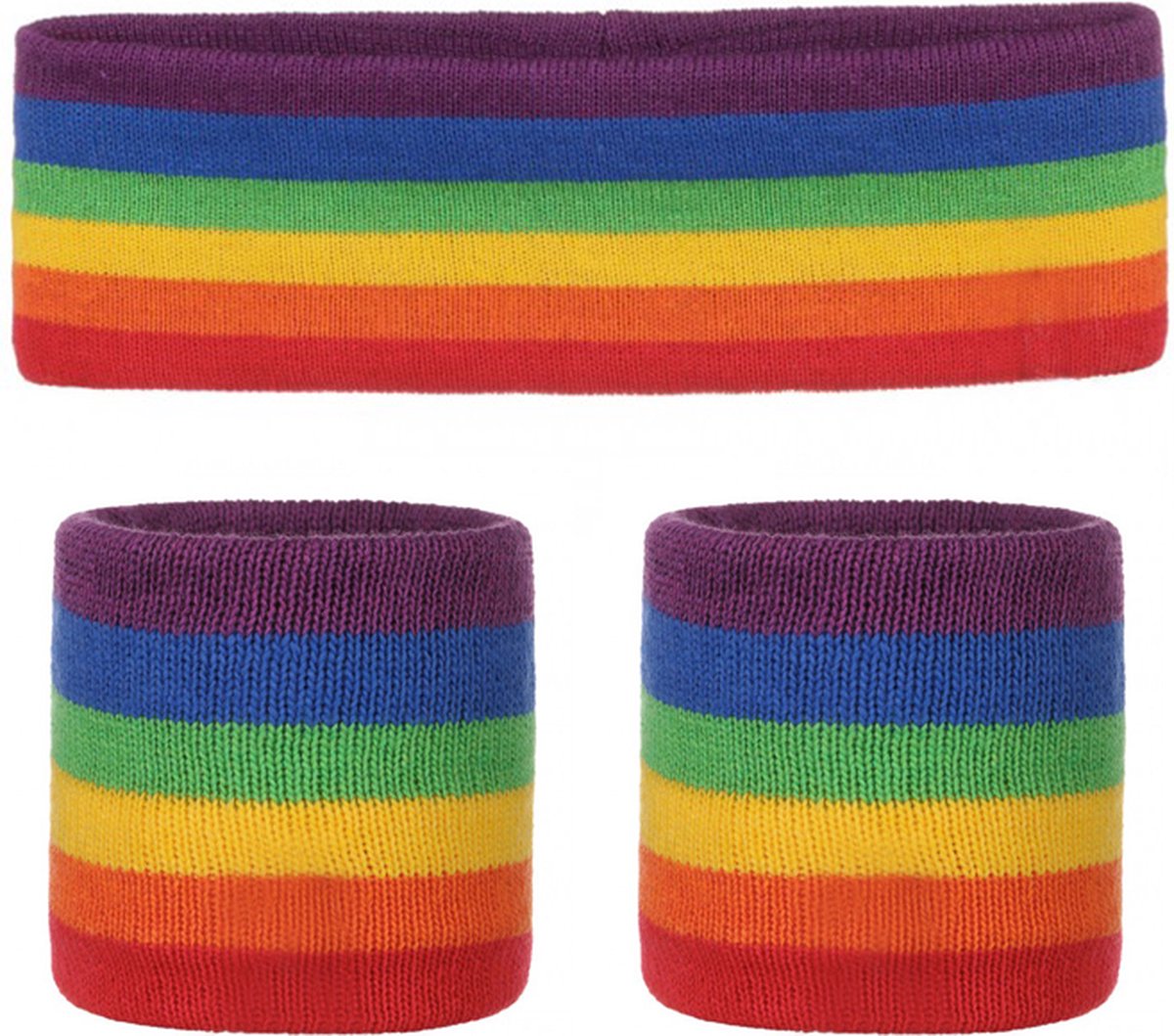 Kinder zweetbandjes set regenboog - kind hoofdband polsbandjes turnen