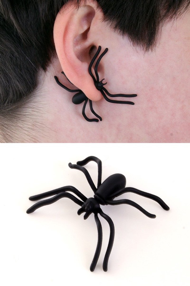 Oorbellen spin zwart - halloween horror