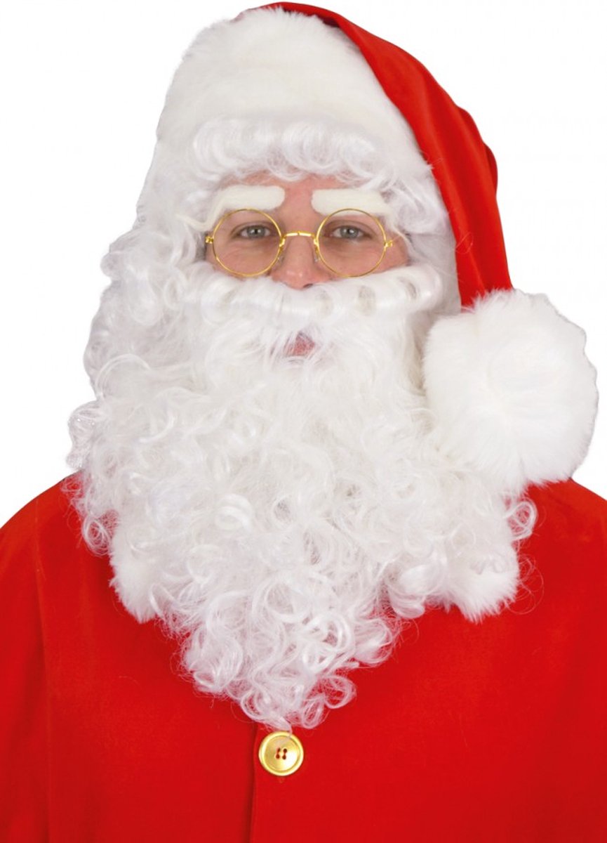 Pruik baard kerstman wit - kerstmannen baardstel - wenkbrouwen