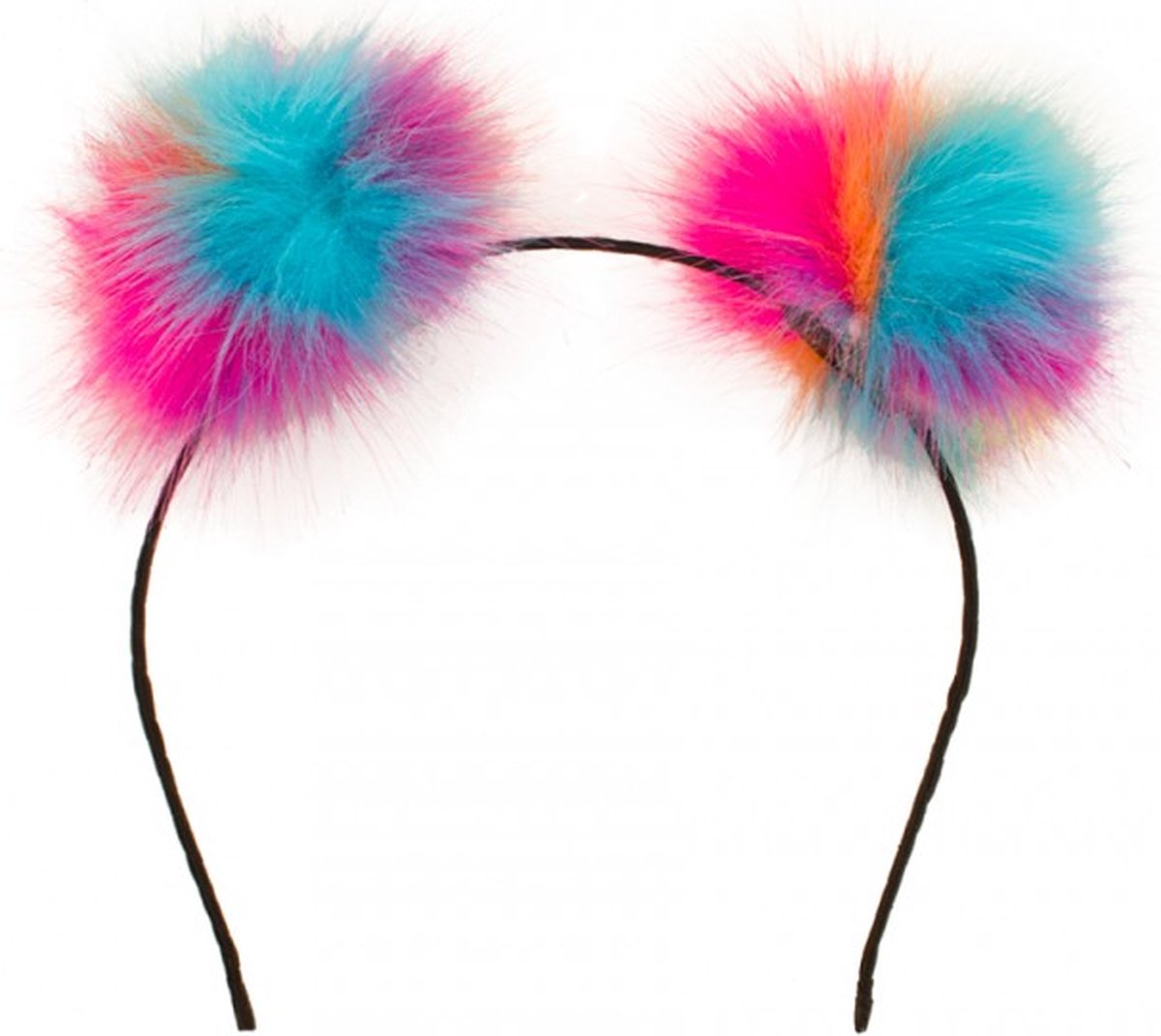 Regenboog diadeem - bolletjes haarband - oortjes dons