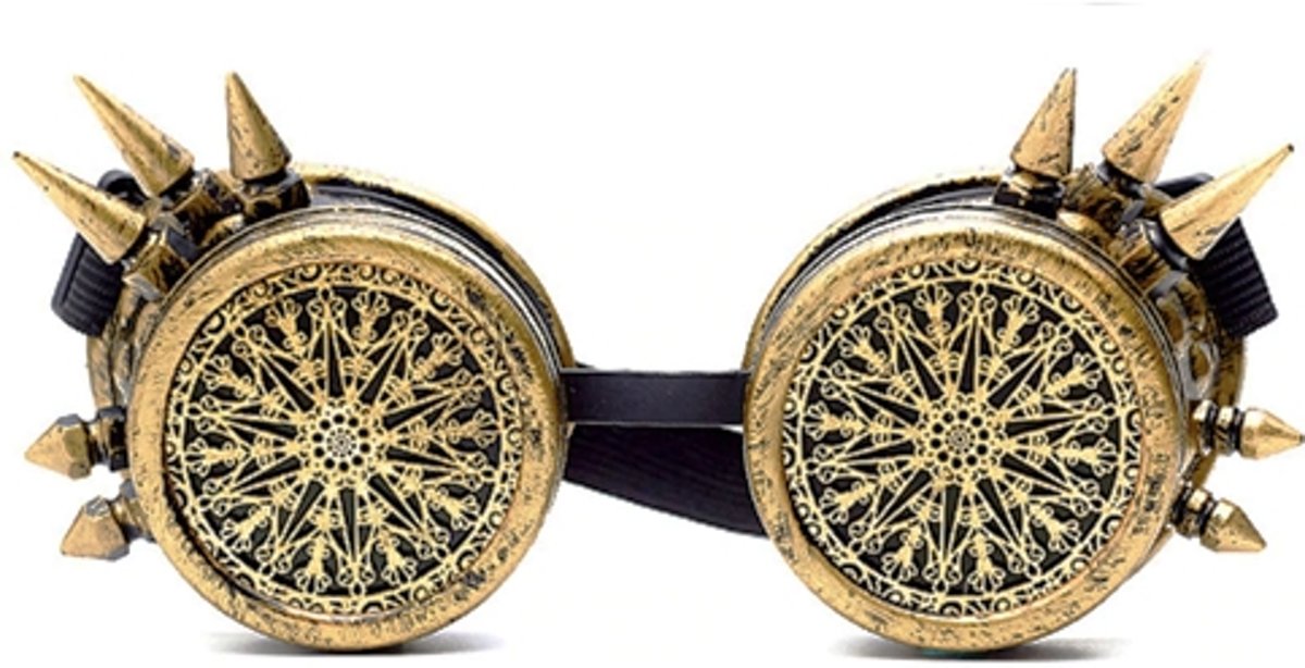 Steampunk goggles zonnebril - brons mandala - bril goud burning man