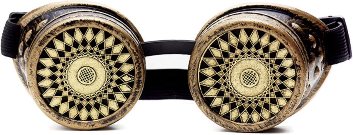 Steampunk goggles zonnebril - brons spiral - bril goud rave burning man festival