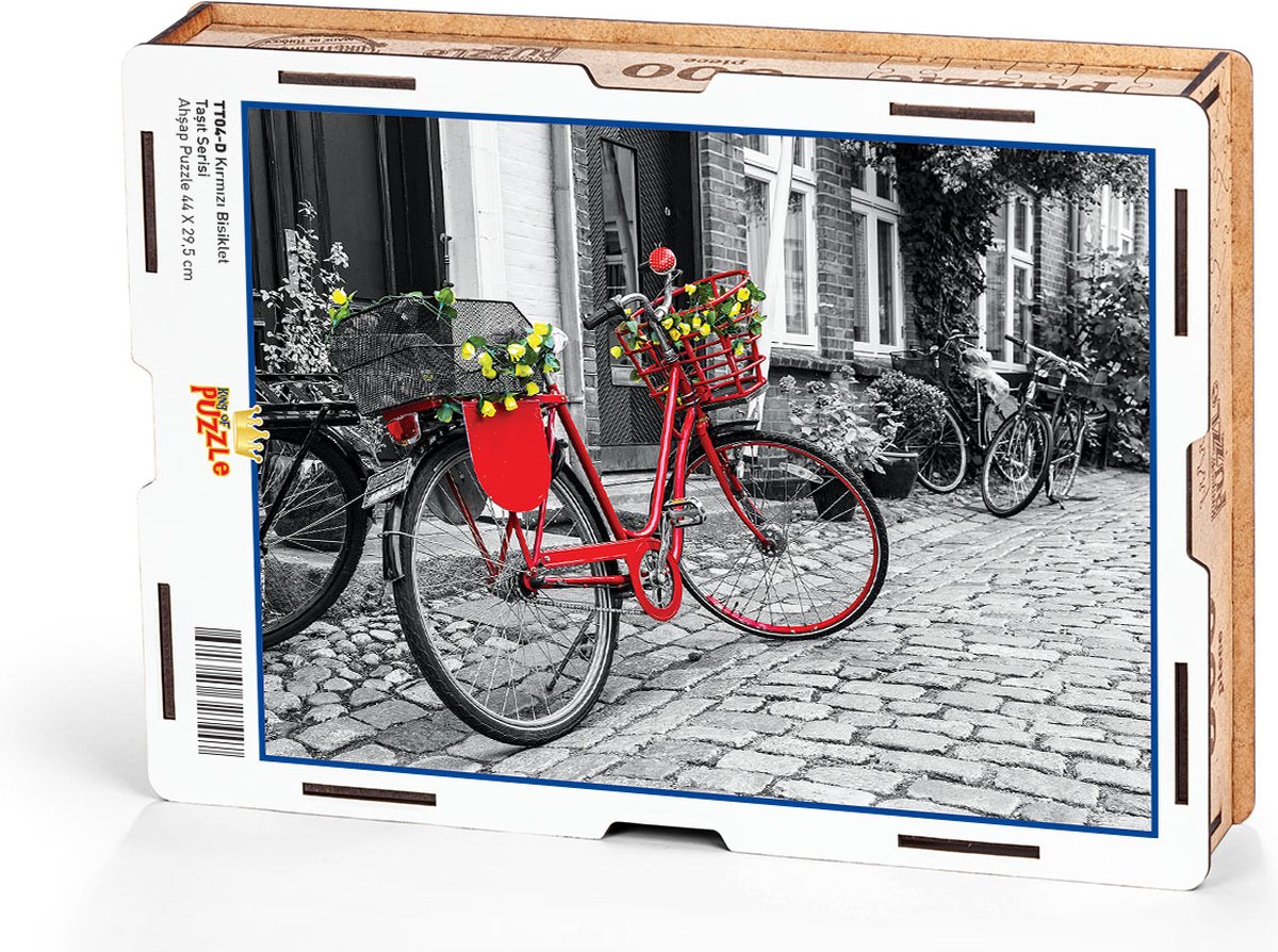 De rode fiets houten puzzel 500 stukjes