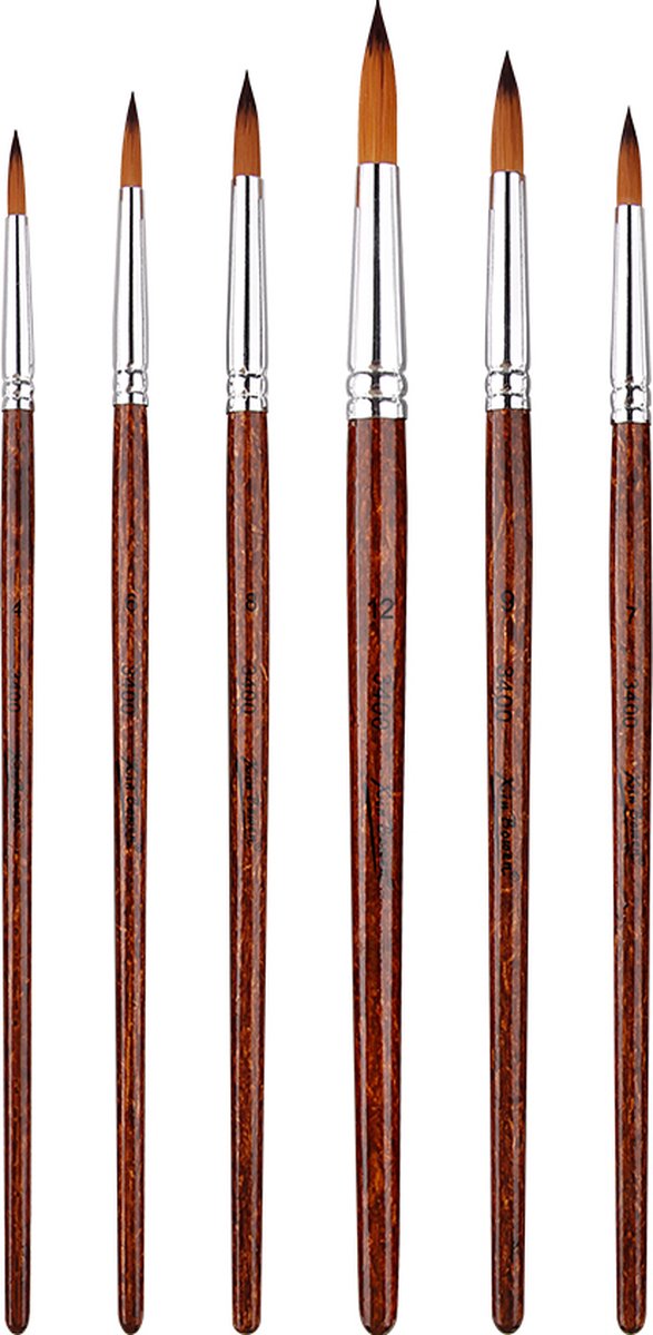 Penselen - Set van 6 stuks - Round - Kwasten - Verven - Schilderen - Olieverf en Acrylverf