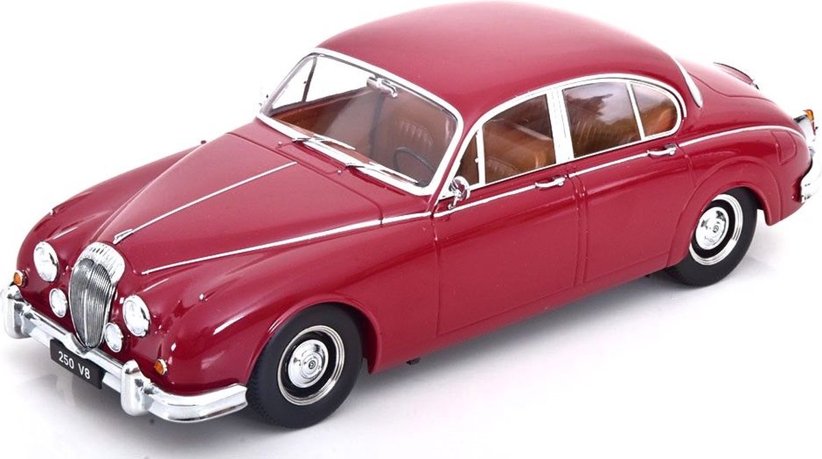 1:18 gegoten modelauto Jaguar Daimler 250V6 LHD 1962 rood KK Models
