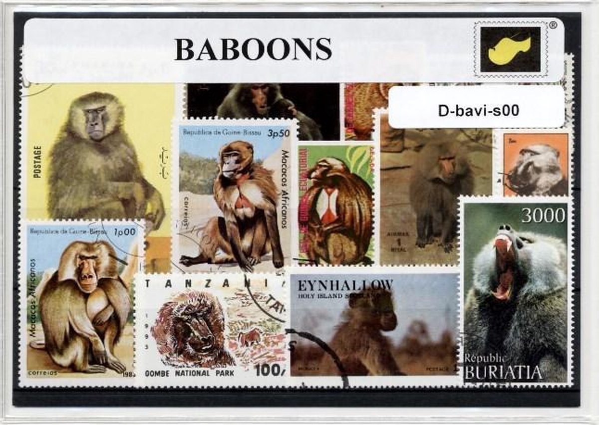 Bavianen – Luxe postzegel pakket (A6 formaat) : collectie van verschillende postzegels van bavianen – kan als ansichtkaart in een A6  envelop - authentiek cadeau - kado -kaart - dieren - primaten - baviaan - aap - apensoort