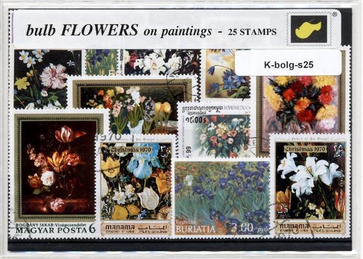 Bol- & Knolgewassen op schilderijen – Luxe postzegel pakket (A6 formaat) : collectie van verschillende postzegels – kan als ansichtkaart in een A6 envelop - authentiek cadeau - kado - geschenk - kaart - narcis - hyacint - tulpen - schilderij