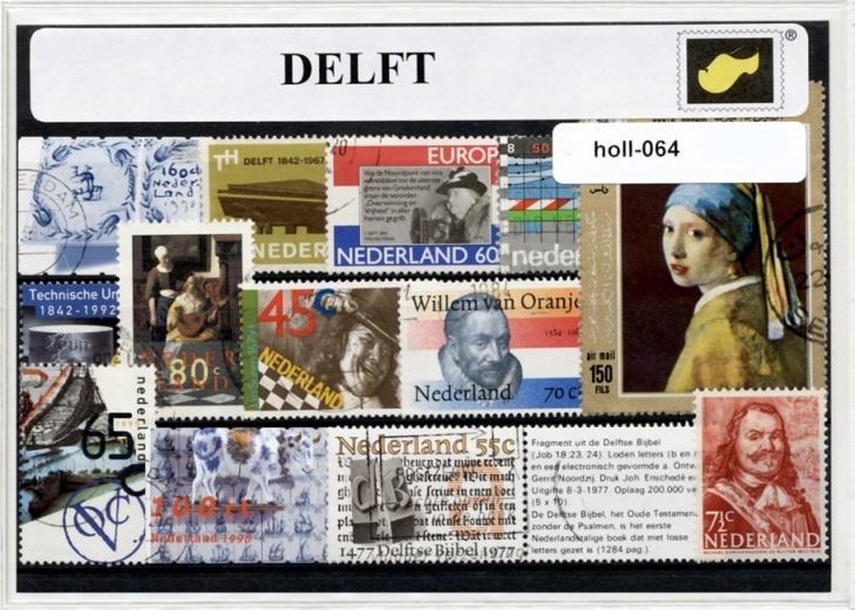 Delft - Typisch Nederlands postzegel pakket & souvenir. Collectie van verschillende postzegels van Delft - kan als ansichtkaart in een A6 envelop - authentiek cadeau - kado - kaart - vermeer - museum - kerk - prinsenhof - delfts blauw - maurits