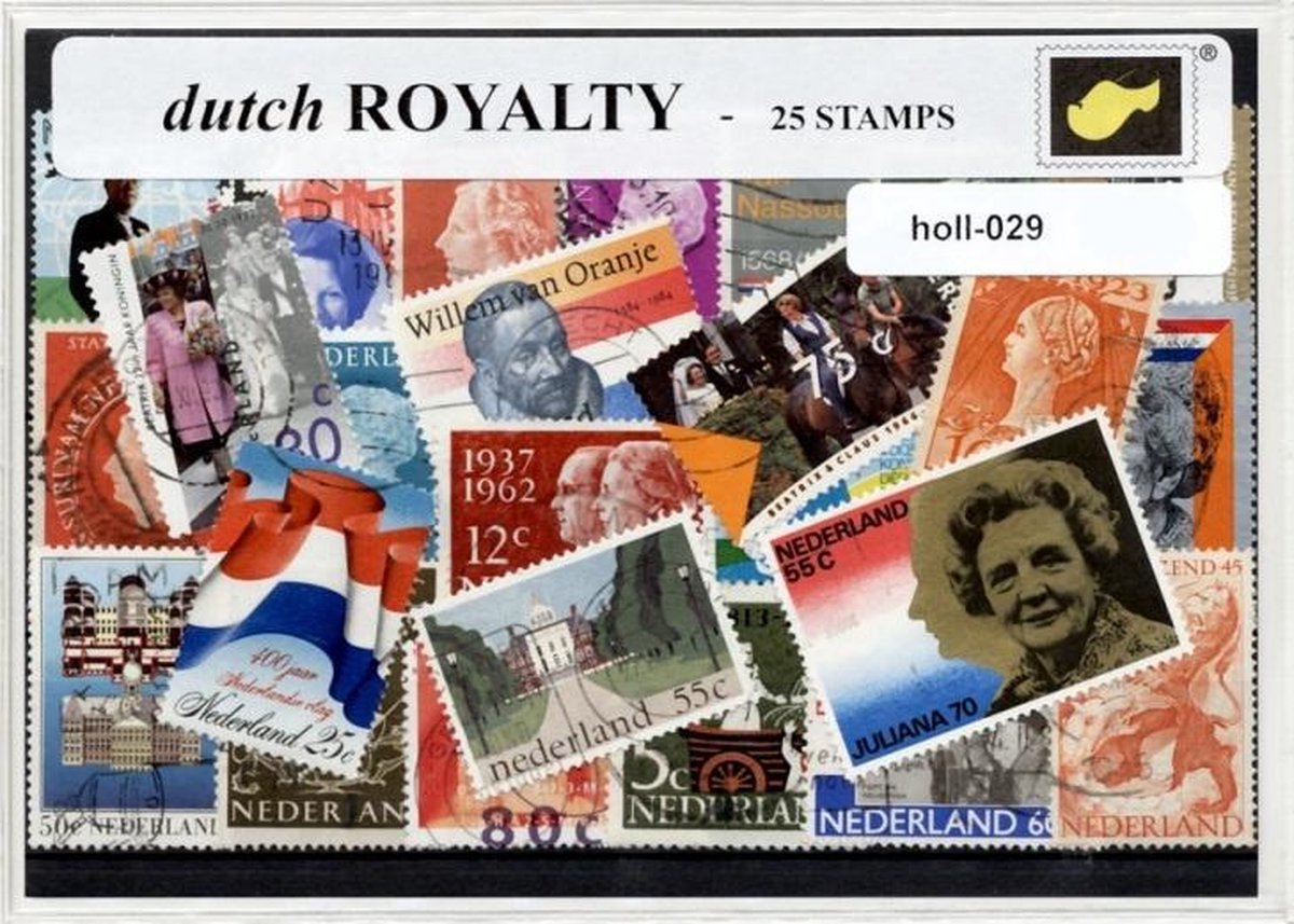 Dutch royalty - Typisch Nederlands postzegel pakket & souvenir. Collectie van 25 verschillende postzegels van het Nederlandse koningshuis – kan als ansichtkaart in een A6 envelop - authentiek cadeau - kado - kaart -oranje - beatrix - juliana