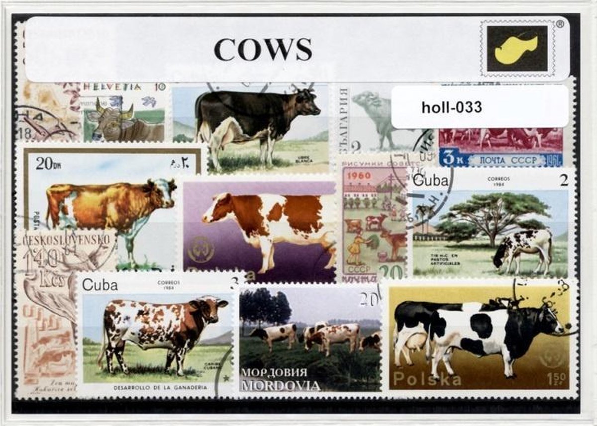 Koeien - Typisch Nederlands postzegel pakket & souvenir. Collectie van verschillende postzegels van koeien – kan als ansichtkaart in een A6 envelop - authentiek cadeau - kado - kaart - rund - koe - nederland  - holland - kaas - melk - boerderij