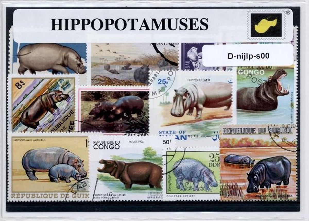 Nijlpaarden – Luxe postzegel pakket (A6 formaat) : collectie van verschillende postzegels van nijlpaarden – kan als ansichtkaart in een A6 envelop - authentiek cadeau - kado - geschenk - kaart - Hippopotamidae - evenhoevigen - Hexaprotodon