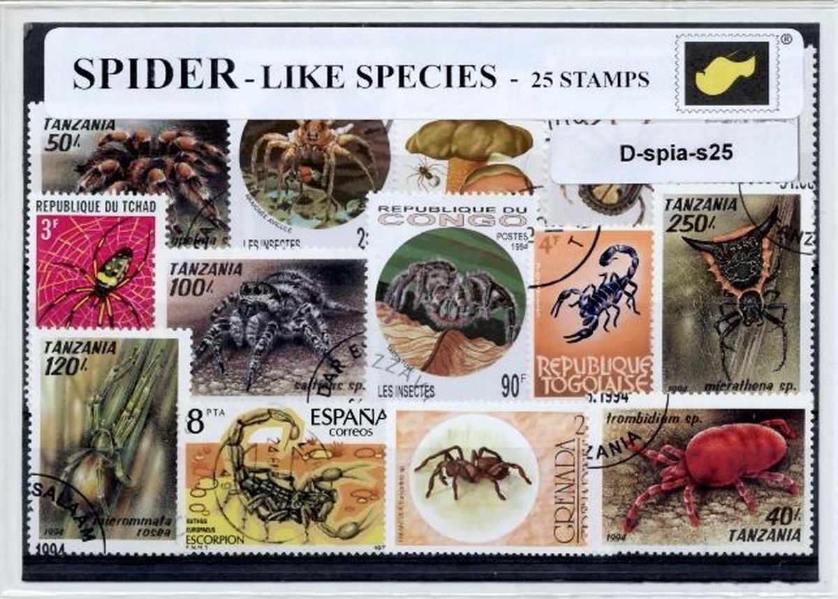 Spinachtigen – Luxe postzegel pakket (A6 formaat) : collectie van 25 verschillende postzegels van spinachtigen – kan als ansichtkaart in een A6 envelop - authentiek cadeau - kado - geschenk - kaart - Arachnida - geleedpotigen - spinnen - spin