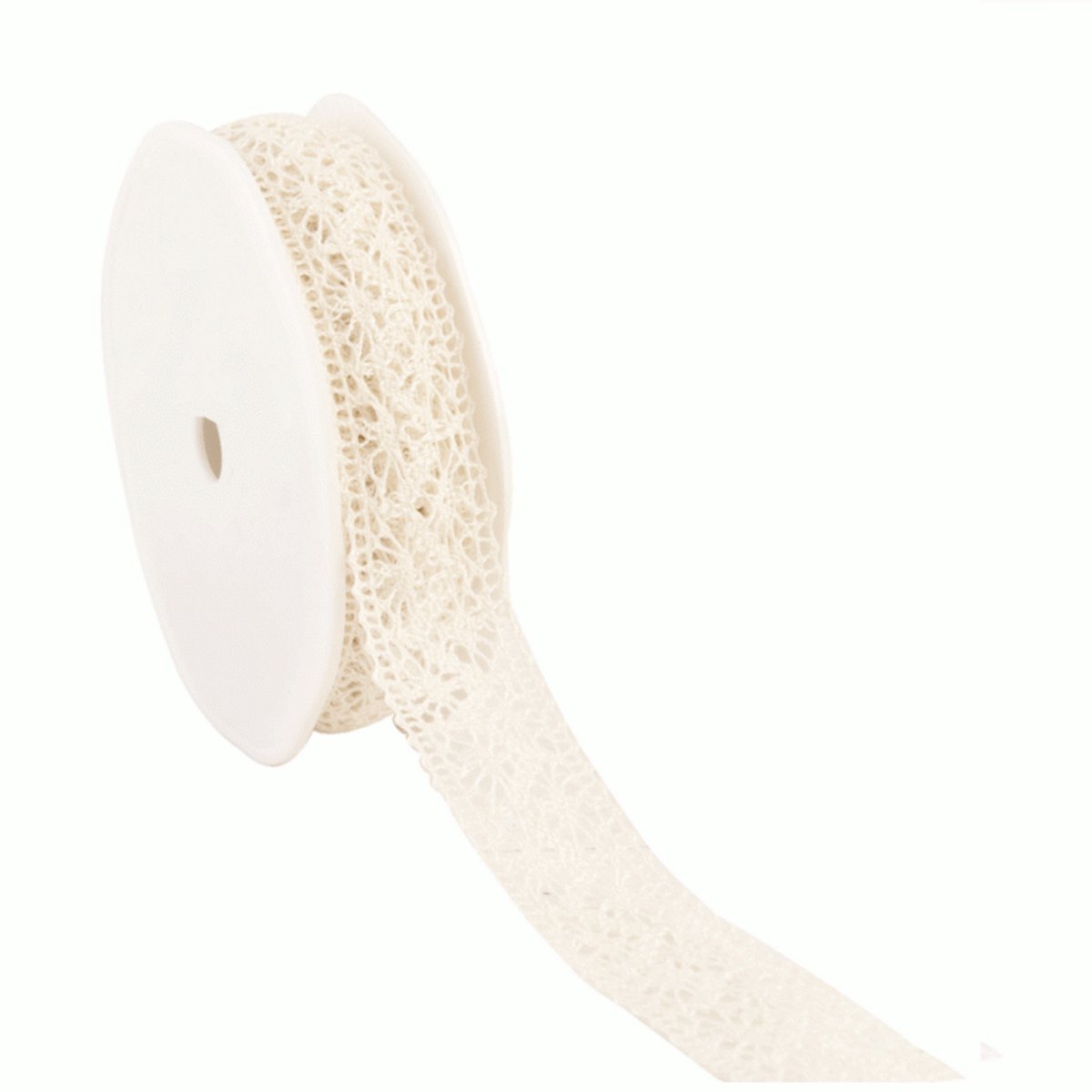 Gehaakt Cadeaulint Crème - 22 mm / 10 mtr.