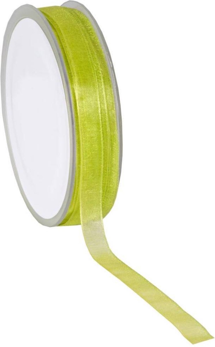 Lime Organza lint 10 mm / 50 mtr.