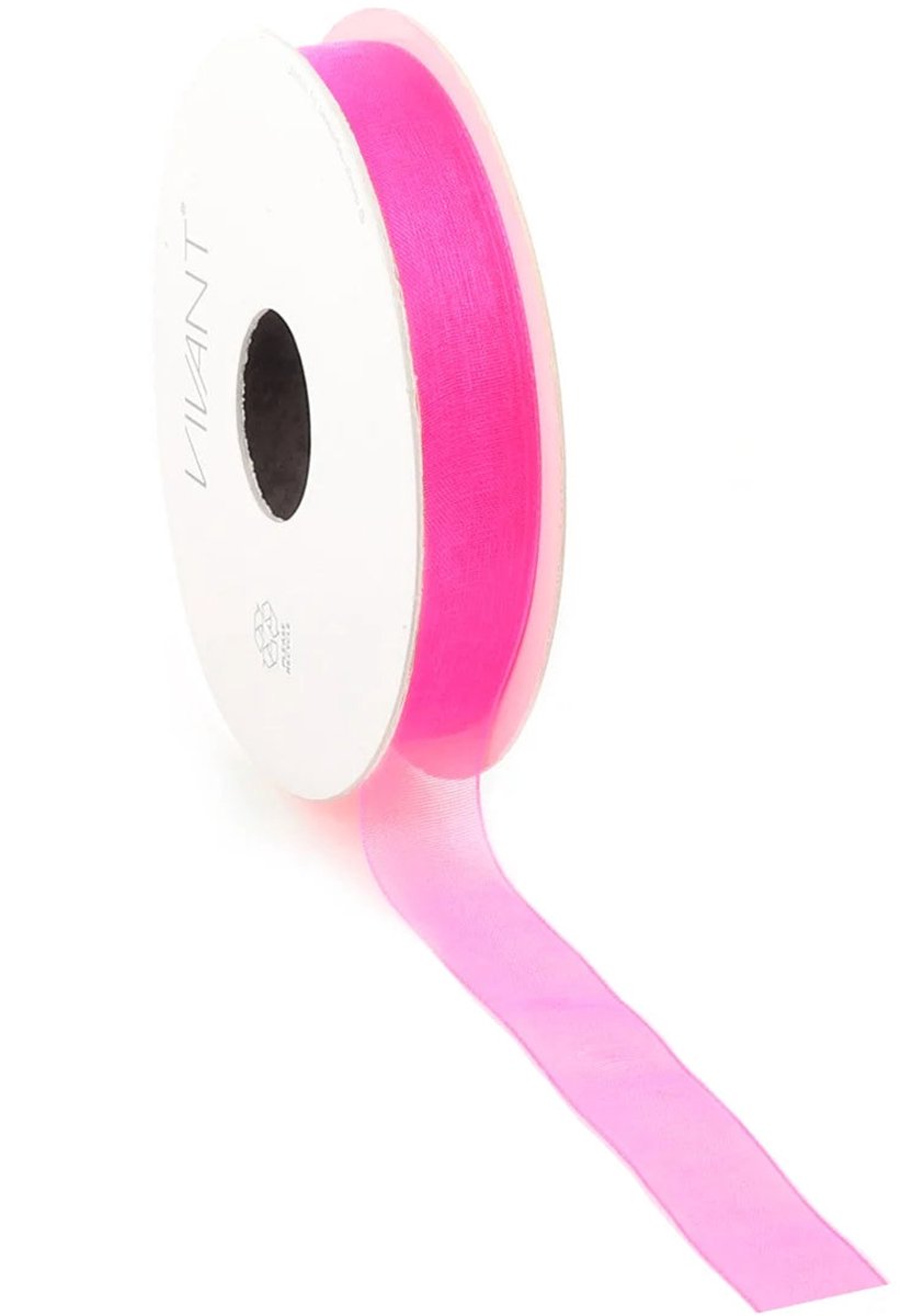 Neon Roze Organza lint 15 mm / 50 mtr.