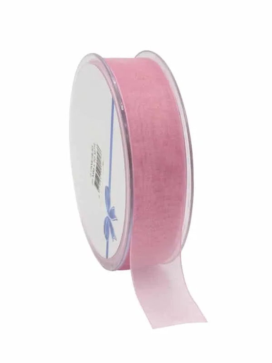 Oud Roze Organza lint 25 mm / 50 mtr.