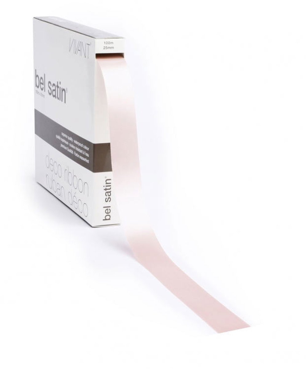 Poly Satijnlint Zacht Roze - 10 mm / 100 mtr.