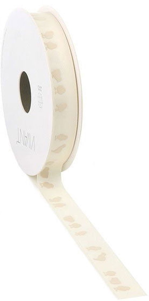 Ribbellint voor Pasen Off White 15 mm / 20 mtr.