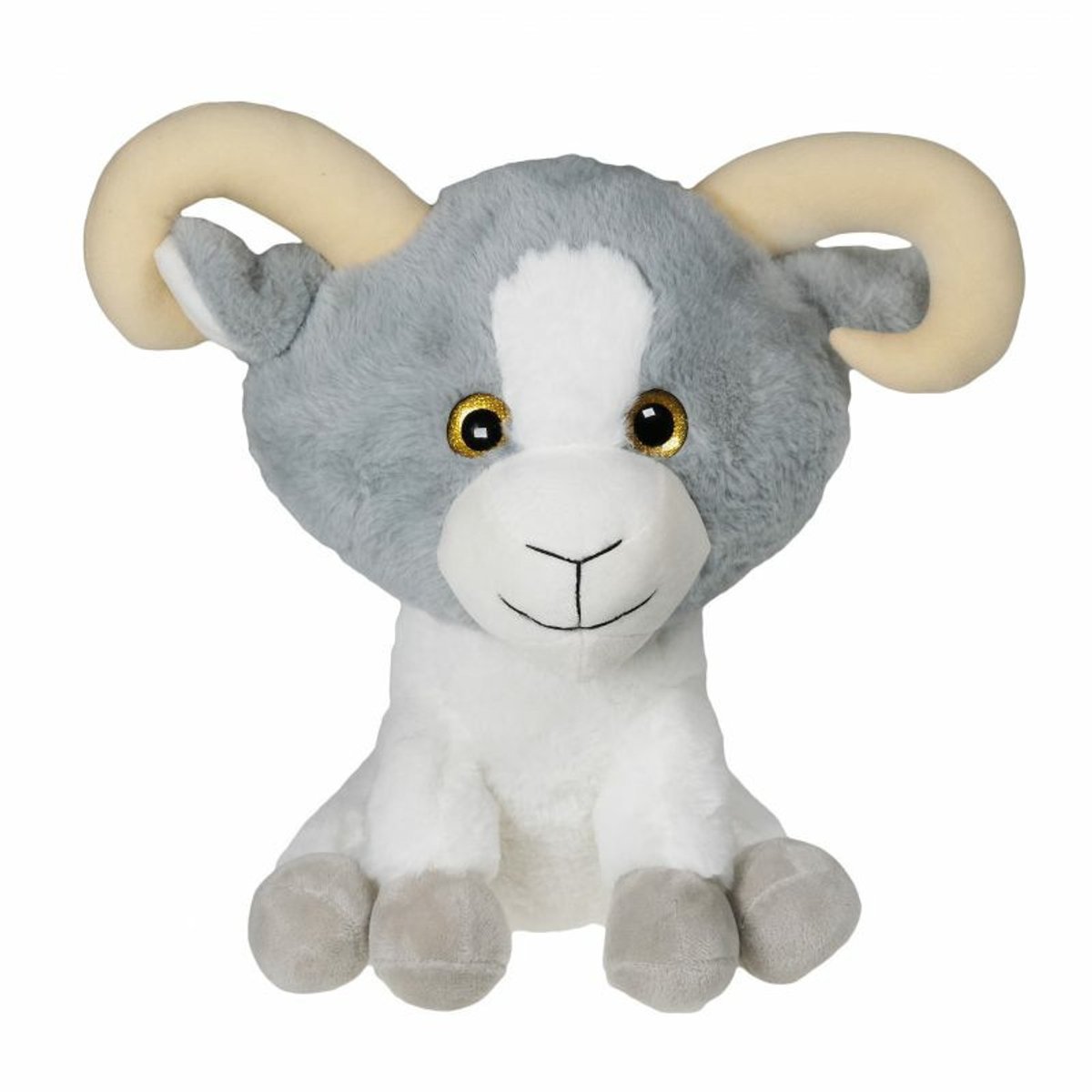 Knuffeldier Geit bok - zachte pluche stof - veel details - grijs/wit - 30 cm- Cadeau - Kinderen