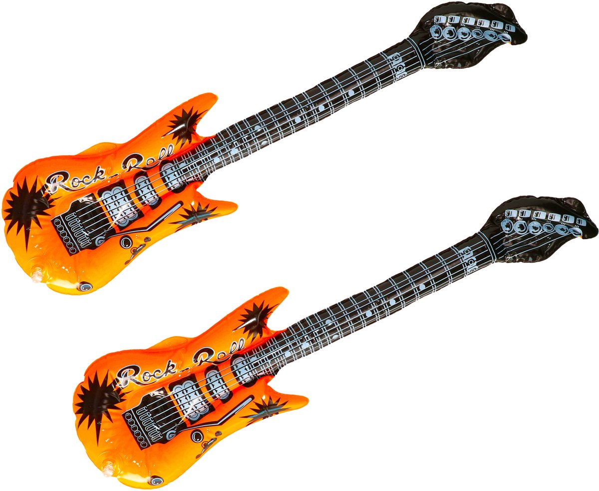 Kruger Opblaas elektrische gitaar - 2x - geel - speelgoed - kinderen - opblaasbaar - popster