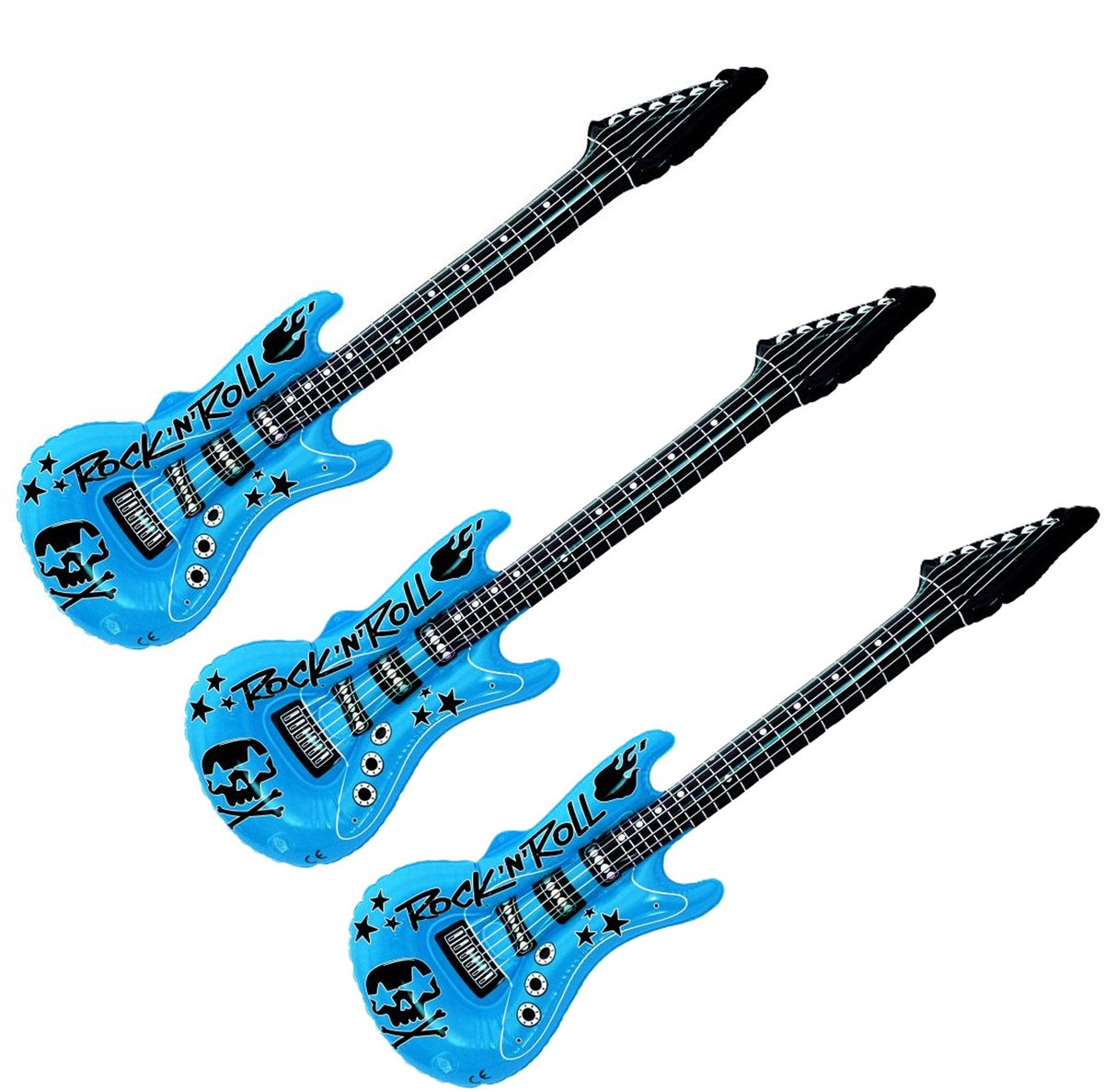 Kruger Opblaas elektrische gitaar - 3x - blauw - speelgoed - kinderen - opblaasbaar - popster