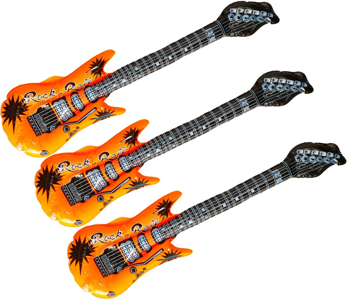 Kruger Opblaas elektrische gitaar - 3x - geel - speelgoed - kinderen - opblaasbaar - popster