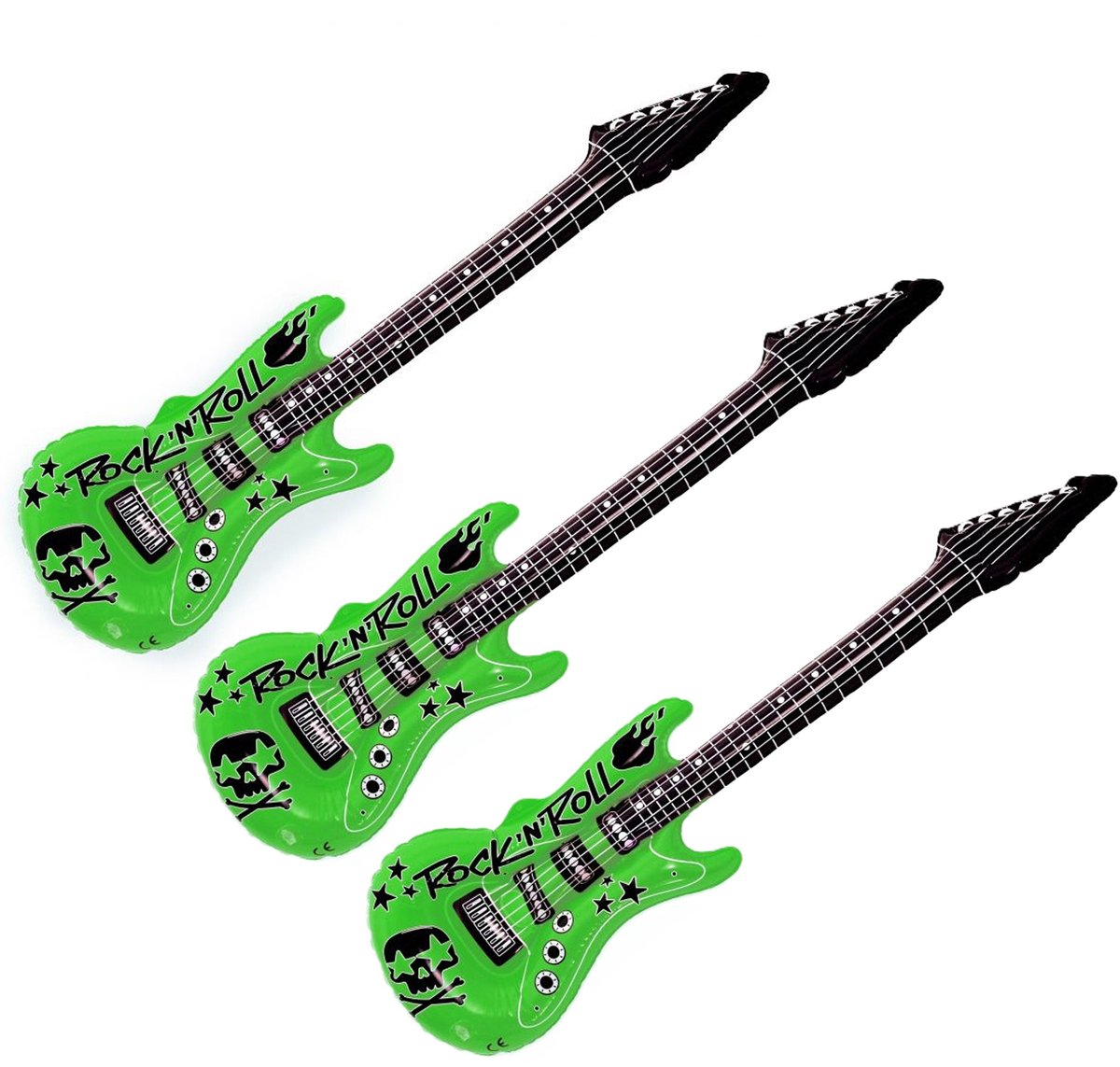 Kruger Opblaas elektrische gitaar - 3x - groen - speelgoed - kinderen - opblaasbaar - popster