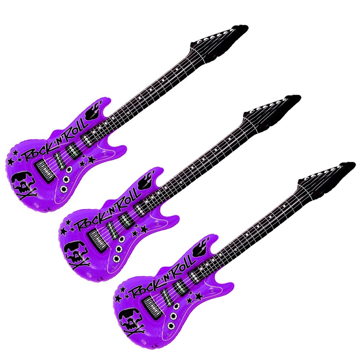 Kruger Opblaas elektrische gitaar - 3x - paars - speelgoed - kinderen - opblaasbaar - popster