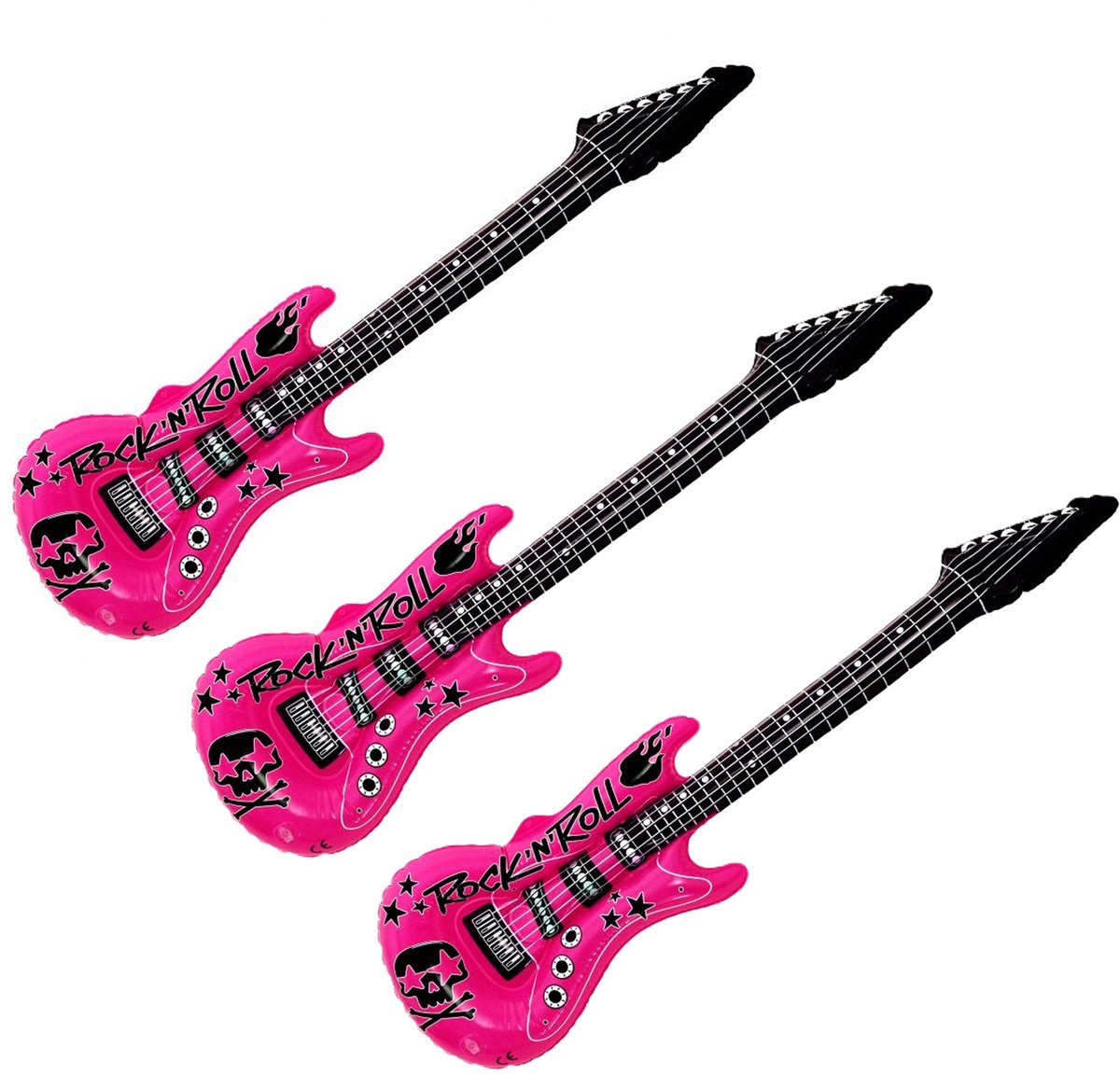 Kruger Opblaas elektrische gitaar - 3x - roze - speelgoed - kinderen - opblaasbaar - popster