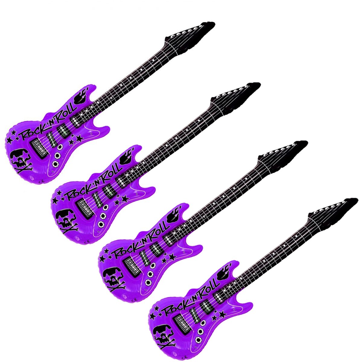 Kruger Opblaas elektrische gitaar - 4x - paars - speelgoed - kinderen - opblaasbaar - popster