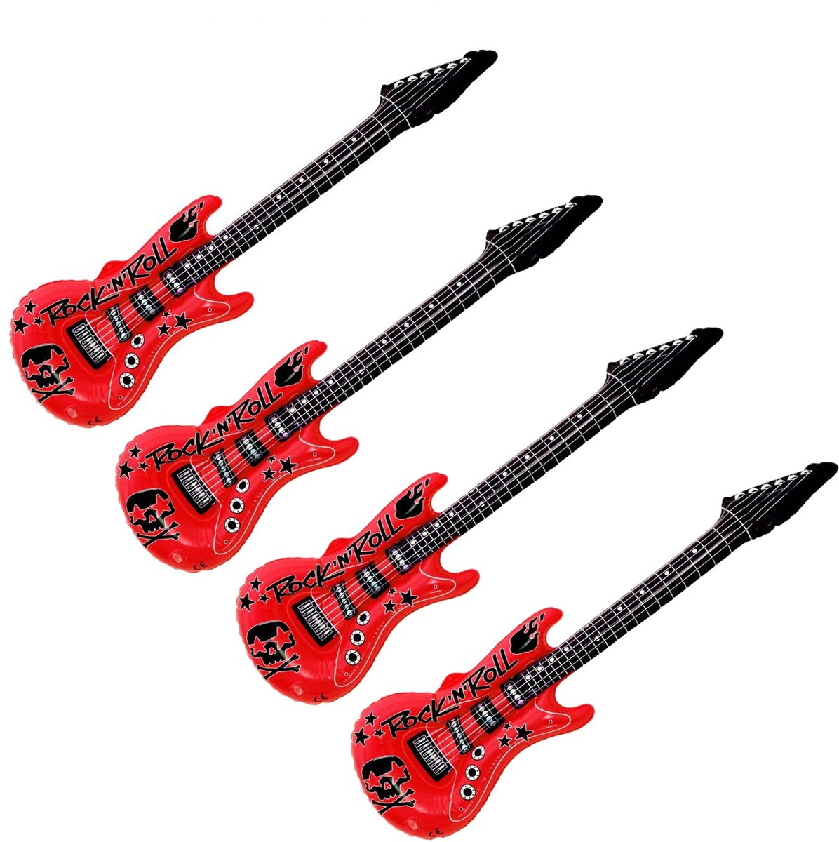 Kruger Opblaas elektrische gitaar - 4x - rood - speelgoed - kinderen - opblaasbaar - popster