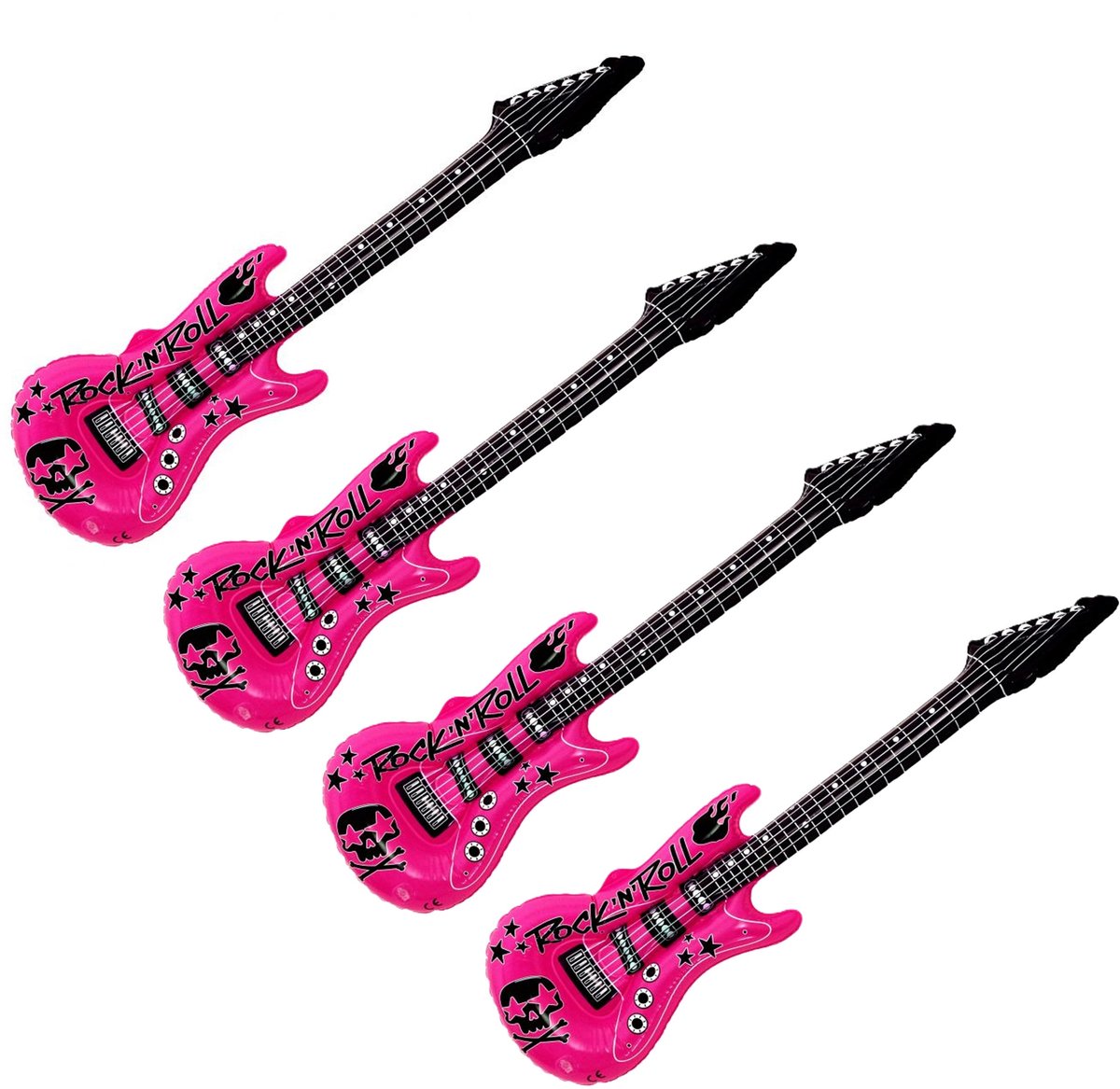 Kruger Opblaas elektrische gitaar - 4x - roze - speelgoed - kinderen - opblaasbaar - popster
