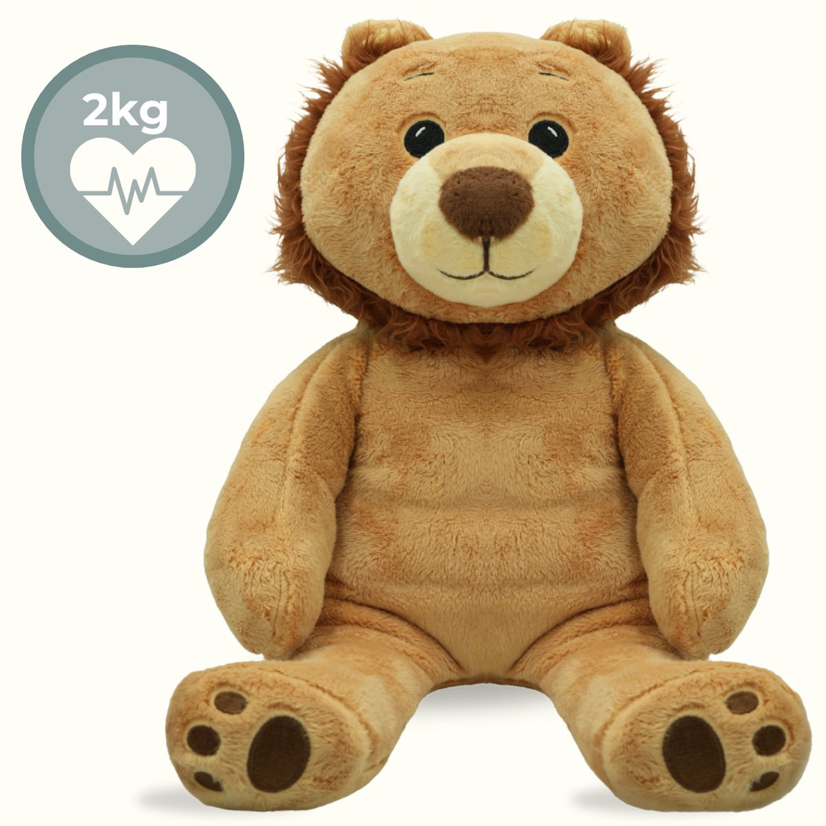 Kudl® Verzwaringsknuffel Met Hartslag - Leeuw - 53cm / 2kg - Verzwaarde Knuffel - Weighted Stuffed Animal - Zware Knuffel - Rustgevende Knuffel met Heartbeat - Plushie - Voor Kinderen en Volwassenen