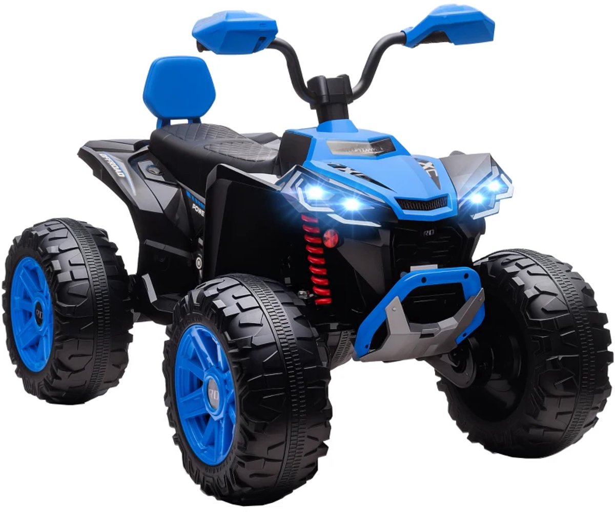 Elektrische Kinderquad - Voertuig met 4 Wielen - 24V - tot 6,5 km/u - Kinderen 3-8 jaar - met USB-aansluiting en Verlichting - Koplampen & Muziek - Accuvoertuigen - Blauw