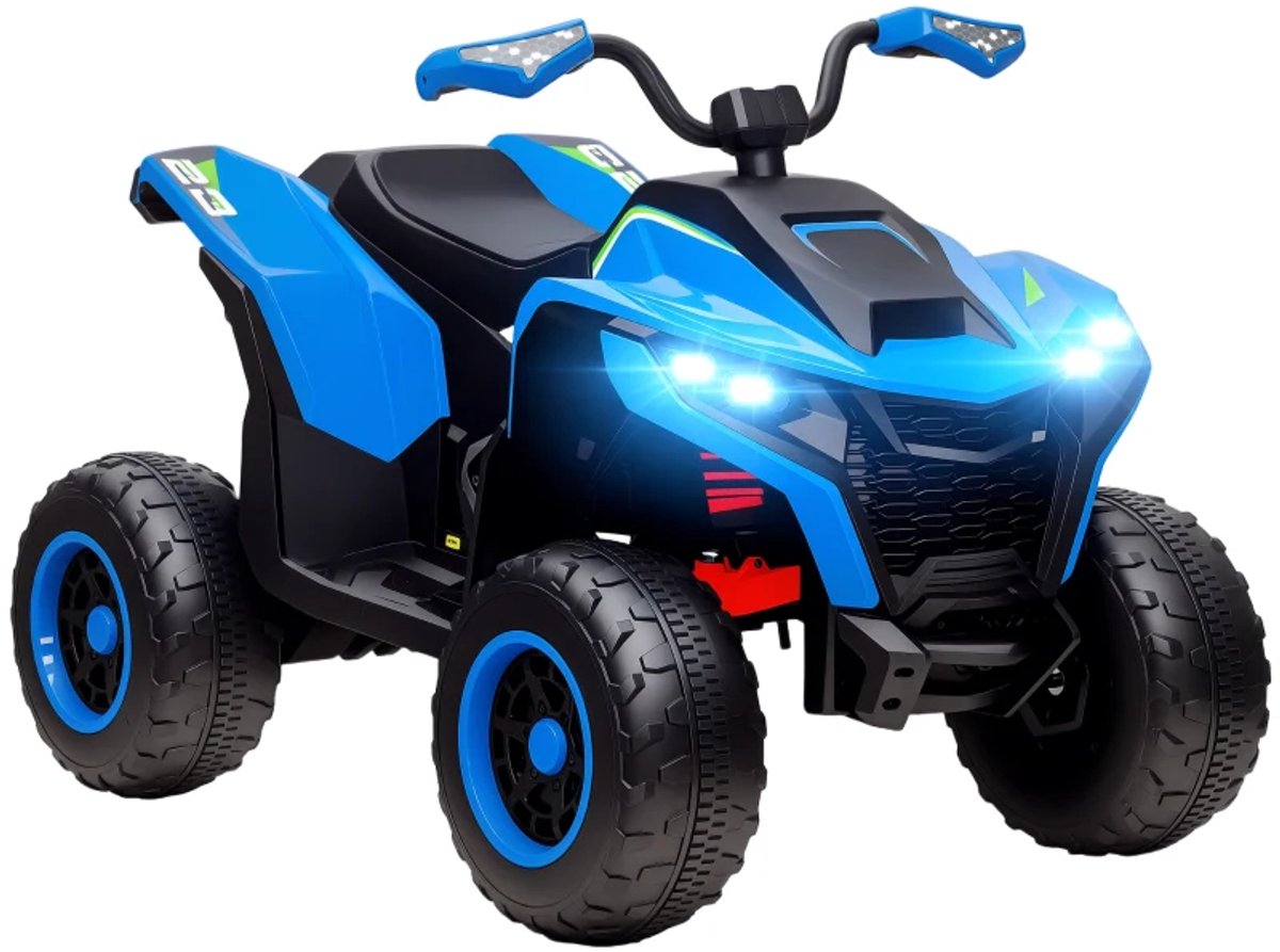 Elektrische Kinderquad - Voertuig met 4 Wielen - Quad voor Kinderen - 12V - tot 6 km/u - Kinderen 3-8 jaar - met Muziek & USB - met LED-koplampen - Kindervoertuig - Accuvoertuigen - Blauw