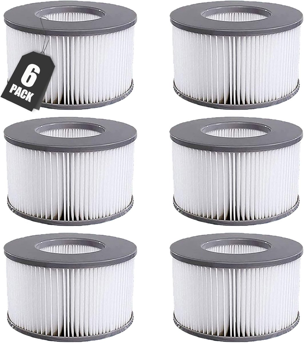 KZQ 6 Stuks vervangende filterpatronen - filterpatronen - zwembadfilterpatronen - vervangende filterpatronen - opblaasbaar zwembadfilter - filterpatronen - zwembadfilter - voor opblaasbare zwembaden, hot tubs - grijs
