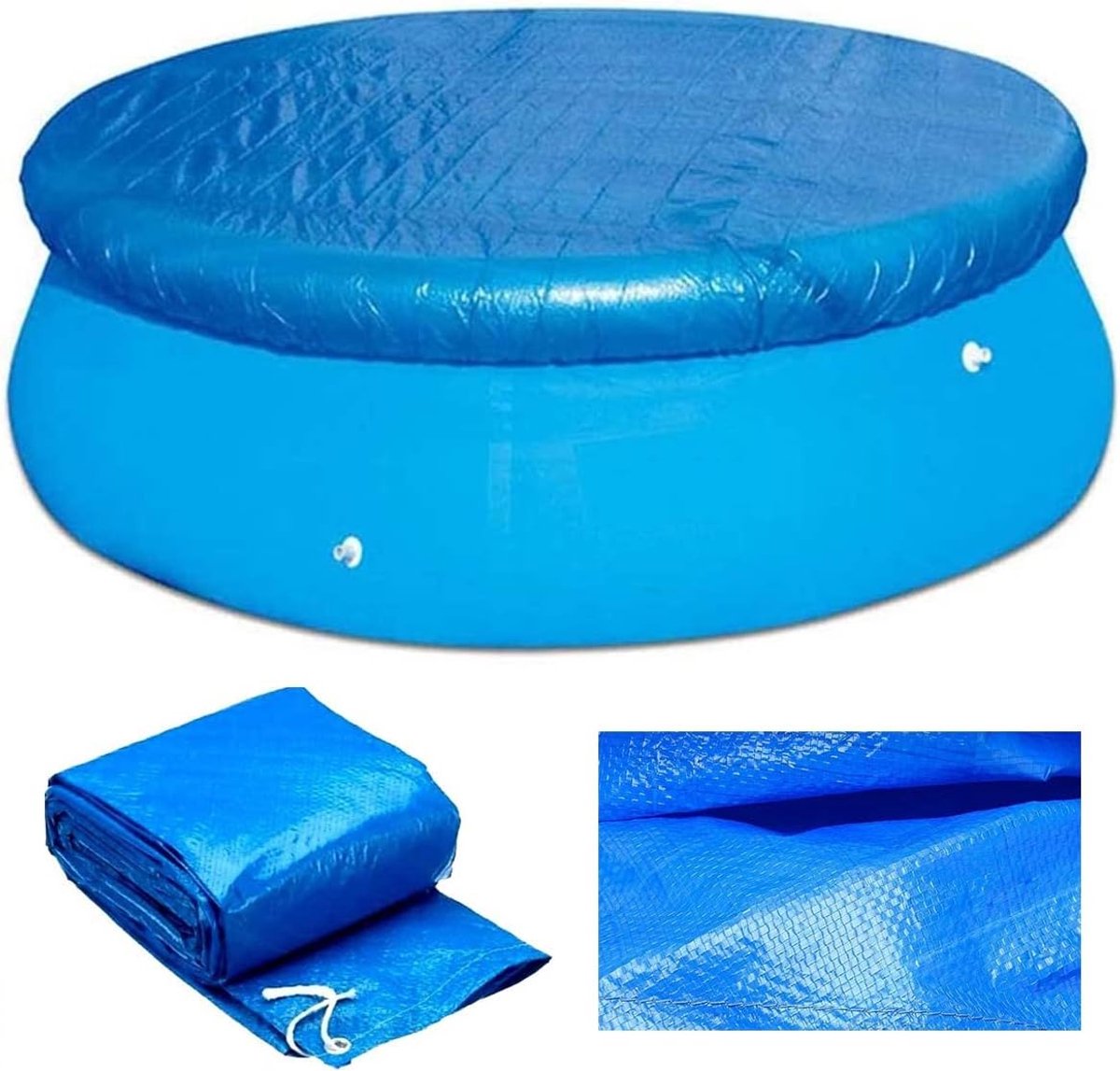 KZQ Ronde zwembadafdekking - waterdicht doek - rond eenvoudig opblaasbaar zwembad - geschikt voor tuin, buiten, waterspeeltuin, thuis, bovengrondse ronde zwembadafdekking - 183 cm diameter - blauw