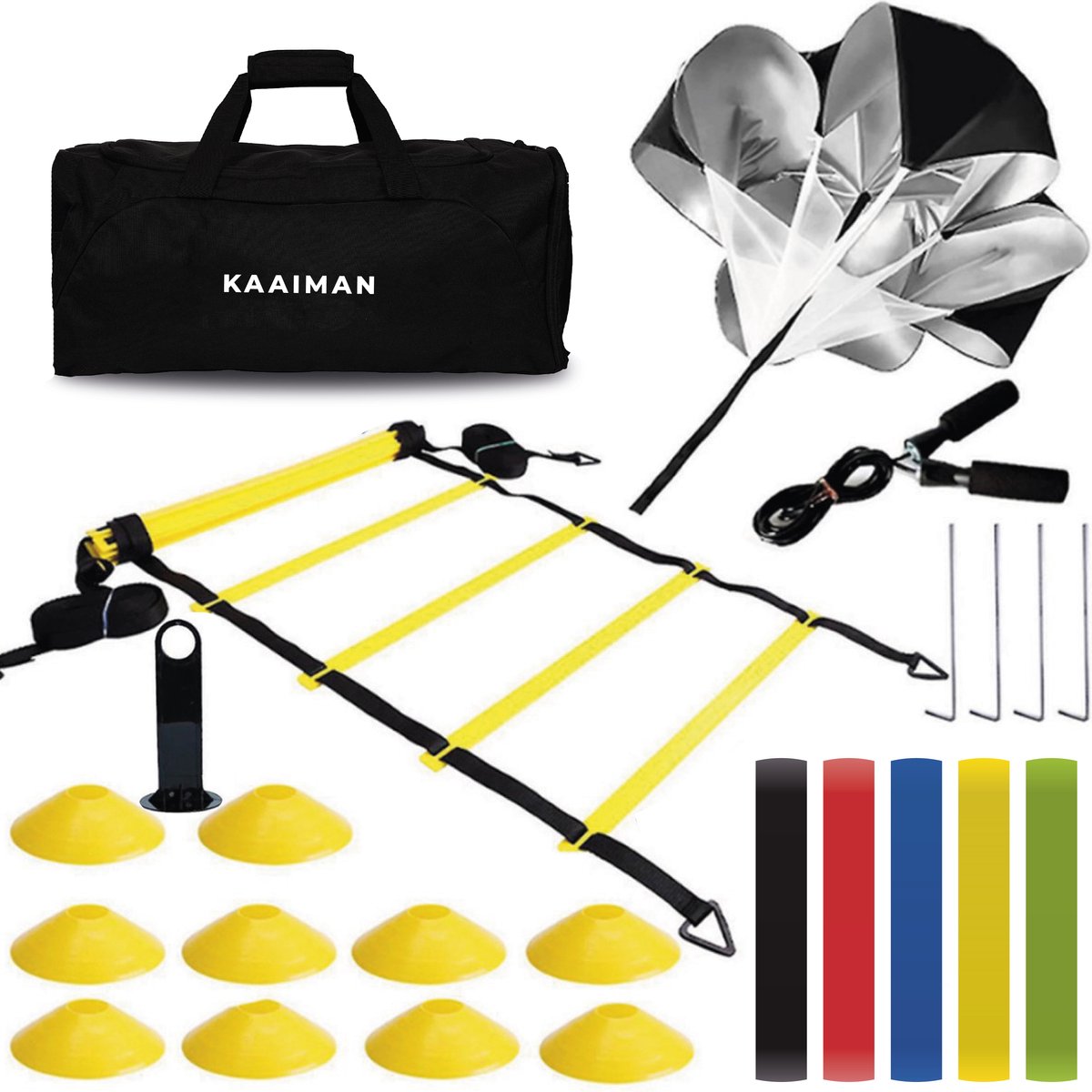 Kaaiman® Voetbal Trainingsmateriaal - Voor Binnen & Buiten - Voetbaltraining Starterspakket – Alles-in-één Trainingsmateriaal – Geschikt voor Jeugd & Senioren - Sportset - Multifunctioneel