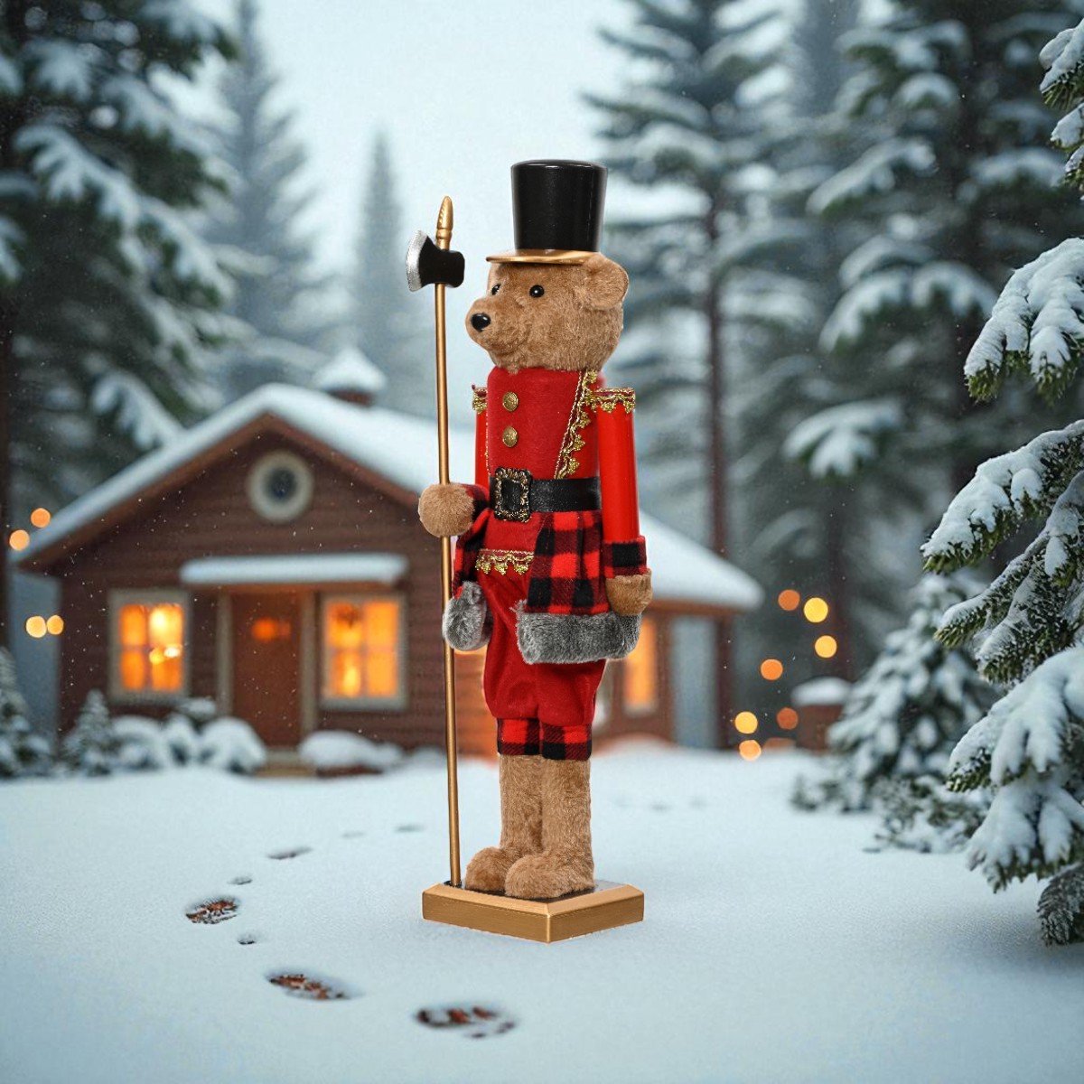 Notenkraker beer in rode soldatenoutfit 78 cm – kunststof, opvallende kerstdecoratie