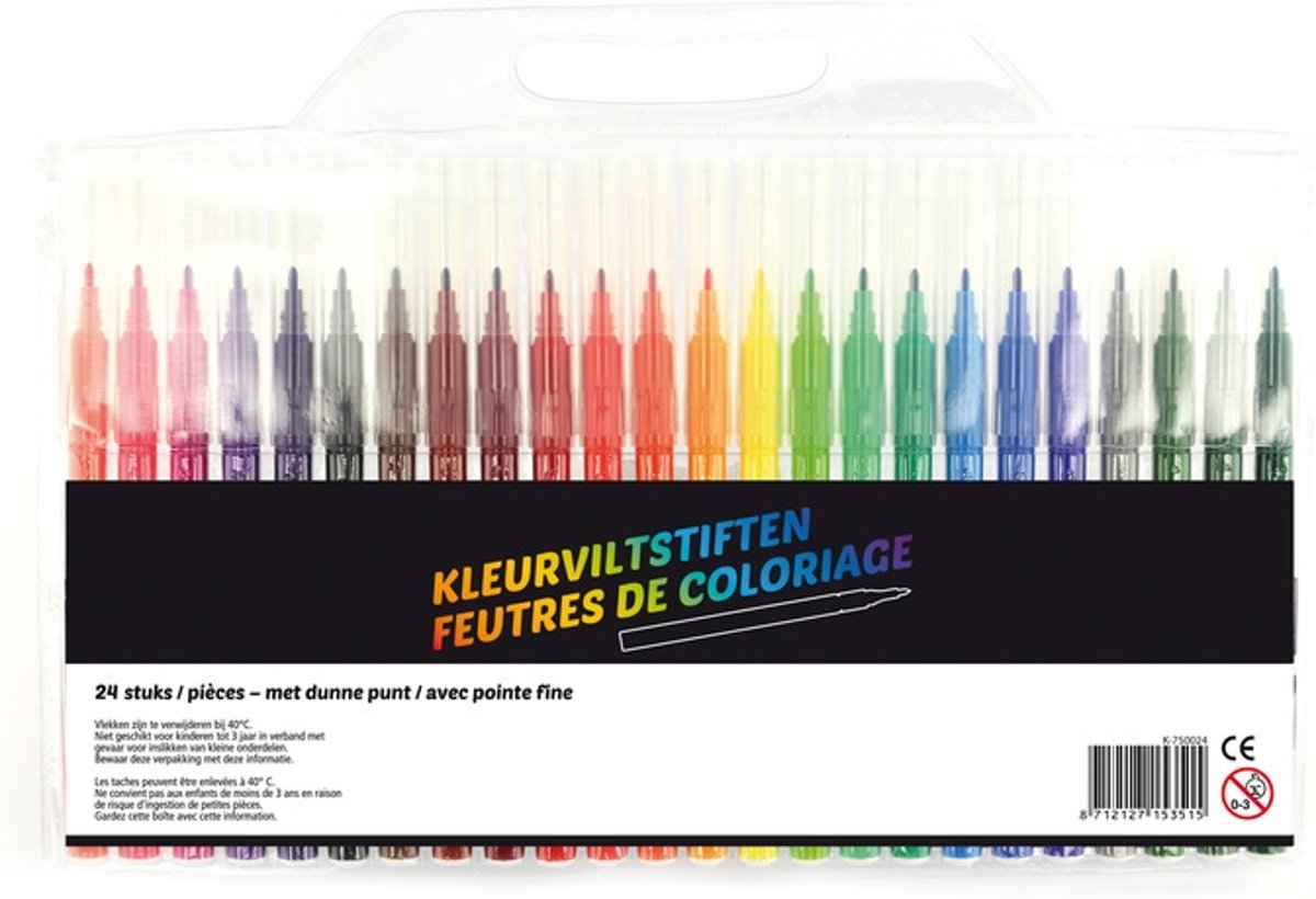 Kangaro K-750024 Viltstiften Dunne Punt Etui Met 24 Kleuren