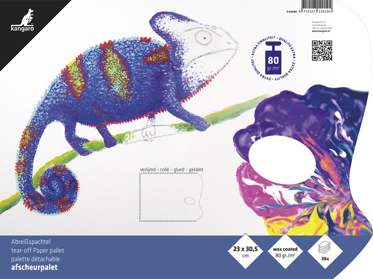 Kangaro afscheurpalet - 23x30cm - 36 vel - 80 grams - 3-zijdige gelijmd - met duimgat - K-830180
