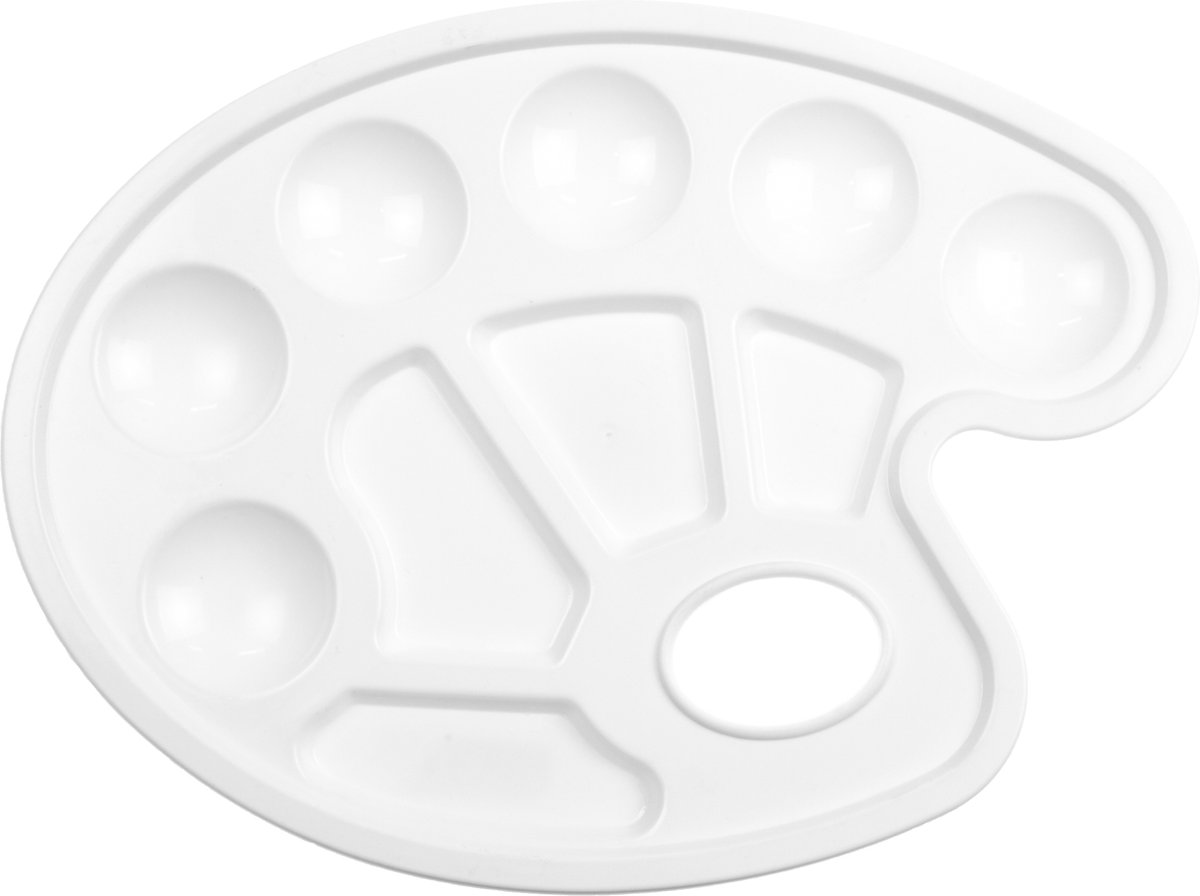   schilderspalet - 17x23cm- ovaal - kunststof - wit - 10 napjes- K-830103